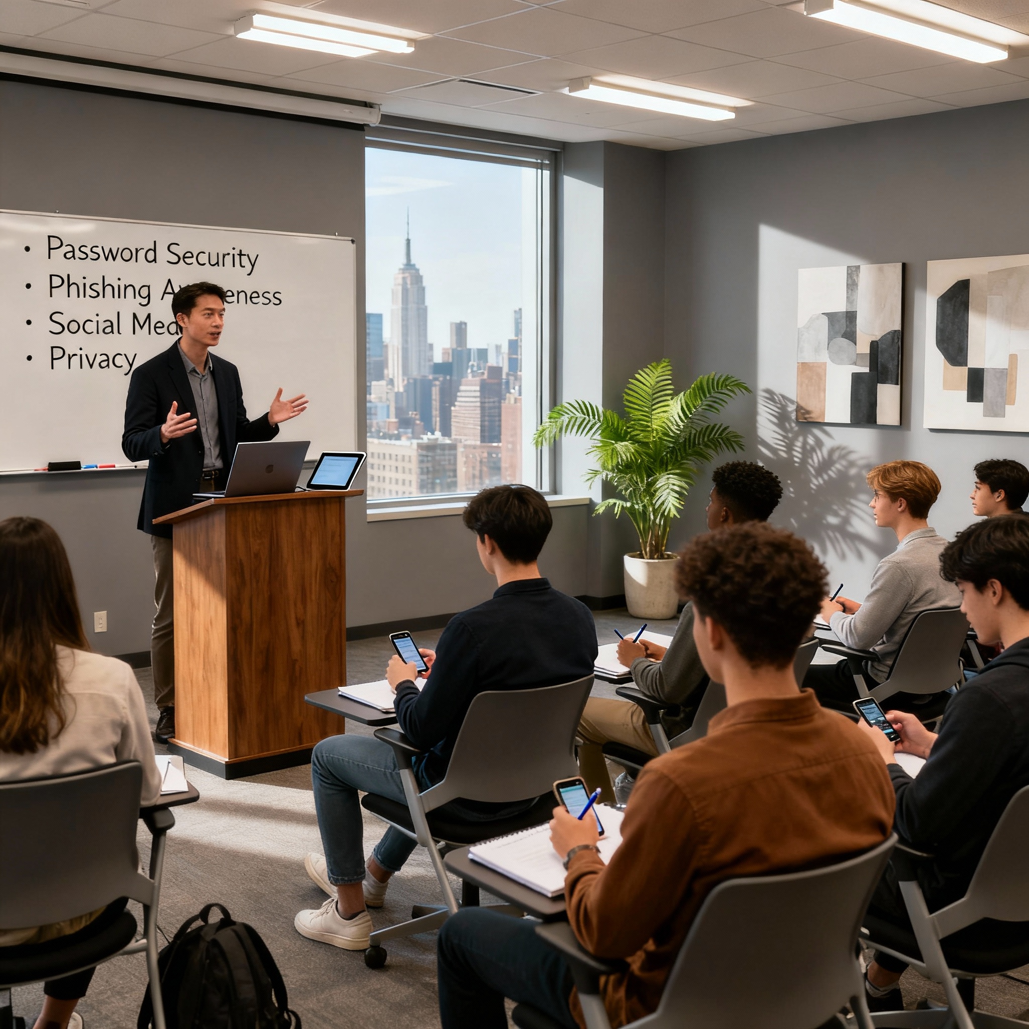 wykład dla młodzieży siedzącej w sali