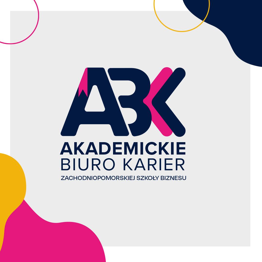 Logo Akademickiego Biura Karier w geometrycznych kształtach