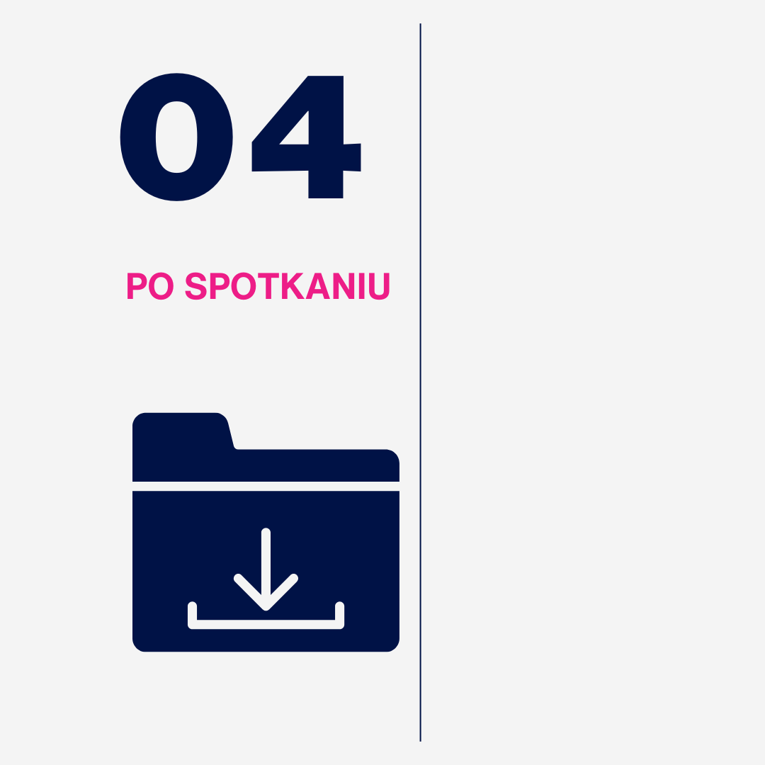 Infografika: 04, po spotkaniu, ikona folderu ze strzałką w dół 